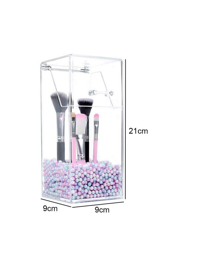 Makeup Brush Organiser, Cosmetic Brush Eyebrow Pencil Storage Holder With Lid Clear, Acrylic Dustproof Makeup Storage Jewellery Storage Box For Dresser, Bedroom, Bathroom