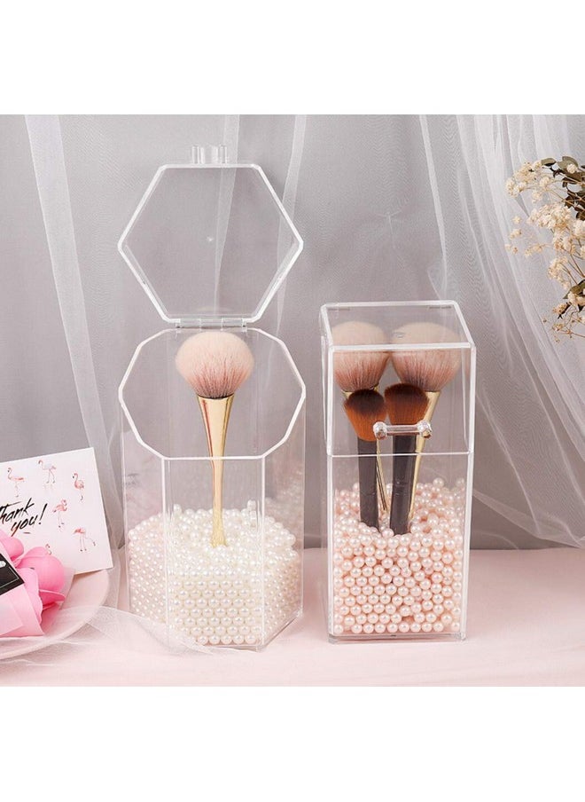 Makeup Brush Organiser, Cosmetic Brush Eyebrow Pencil Storage Holder With Lid Clear, Acrylic Dustproof Makeup Storage Jewellery Storage Box For Dresser, Bedroom, Bathroom