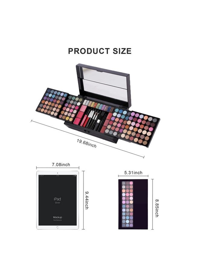 182 Colors Full Makeup Kit For Women Teen Girls All-In-One Cosmetic Set Birthday Holiday Gift (Black)