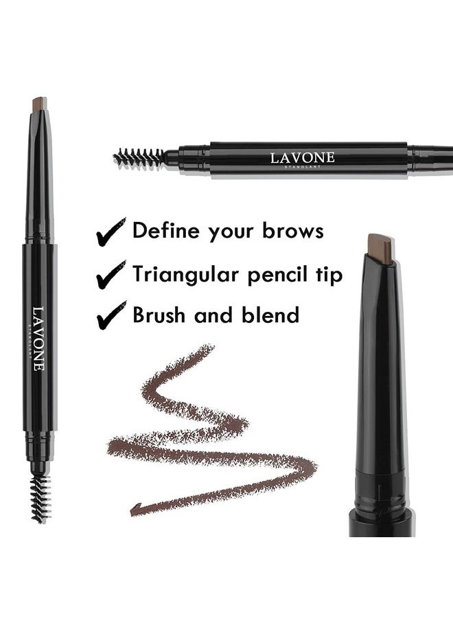 Eyebrow Pencil Makeup Kit For Eyebrow Makeup, Make Up Brow Kit With Waterproof Eyebrow Pencil, Eyebrow Pomade, Powder Puff And Dual-Ended Eyebrow Brush - Dark Brown