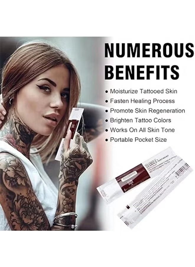 Tattoo Scar Repair Gel, Microblading Aftercare Ointment Vitamin A and D Anti-Inflammatory Anti Scar Tattoo Aftercare Cream for Makeup Microblading and Tattoo Healing Art Tattoo Supplies 50Pcs