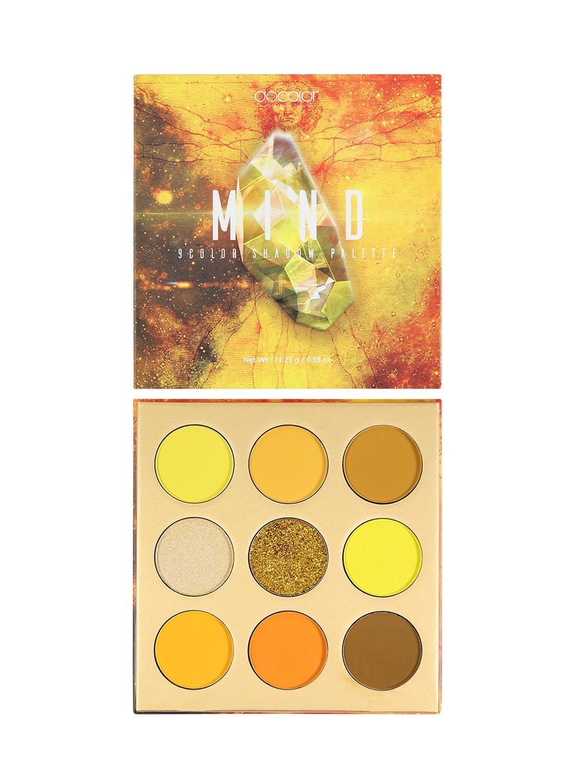 Eyeshadow Palette 9 Colors Yellow Pearlescent Gemstone Shadow Palette Highly Pigmented Mattes Shimmers Naked Smokey Glitter Cream Colorful Powder Blendable Long Lasting Waterproof Makeup Palette