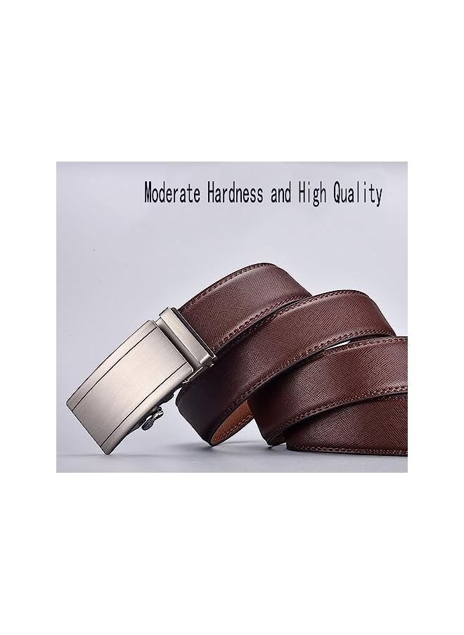 Leather Belts for Men, Quick Release Ratchet Belts, Adjustable Comfort Click Belts, Automatic Buckle Leather Ratchet Belt for Jeans Pants Golf Trousers (1.37