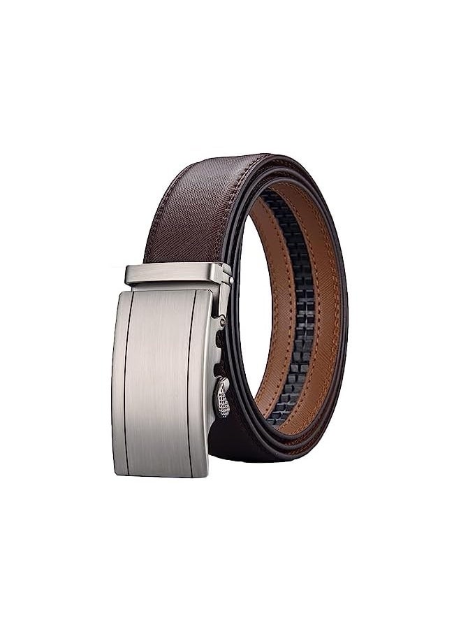 Leather Belts for Men, Quick Release Ratchet Belts, Adjustable Comfort Click Belts, Automatic Buckle Leather Ratchet Belt for Jeans Pants Golf Trousers (1.37