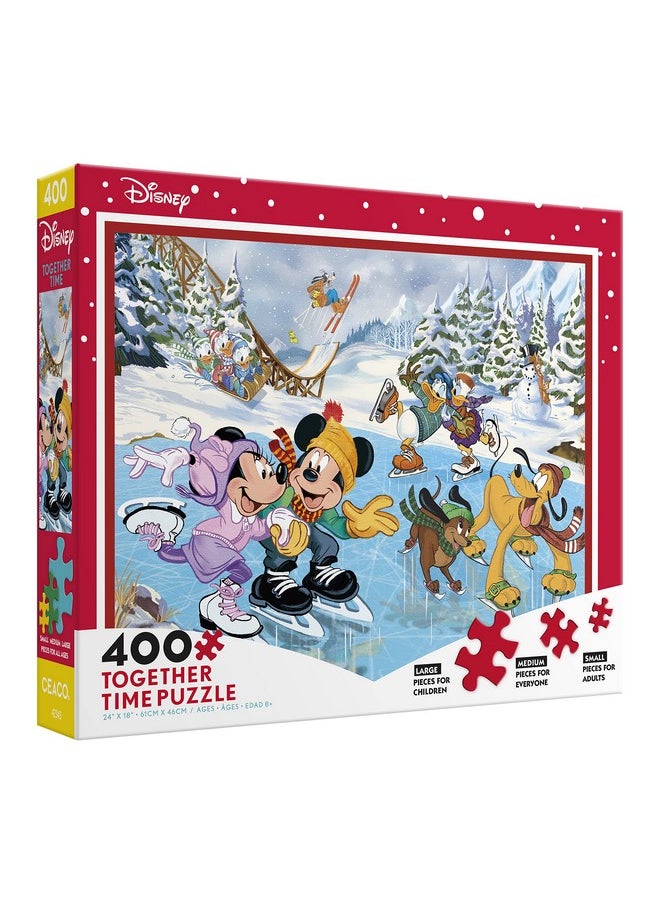 - Disney Holiday - Together Time - Mickey & Minnie Skating - 400 Piece Jigsaw Puzzle