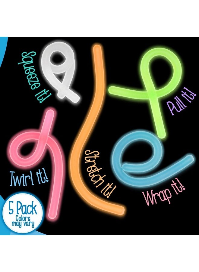 5-Pack Glow In The Dark Original Monkey Noodle Stretchy String Fidget / Sensory Toys (Bpa/Phthalate/Latex-Free) - Stretches From 10 Inches To 8 Feet!