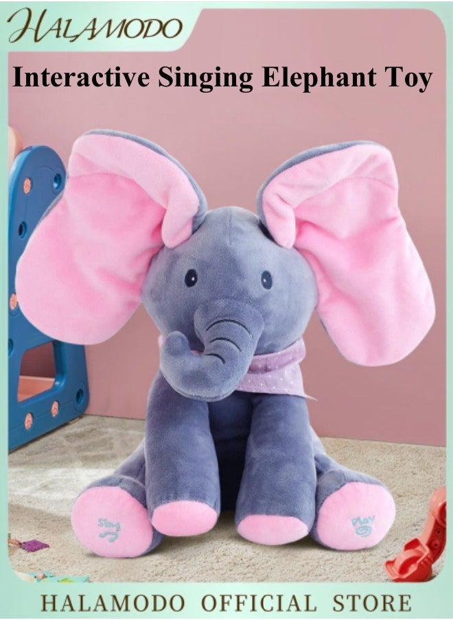 Singing Elephant Interactive Stuffed Plush Animal Talking Toy Adorable Elephant Baby Plush Toy Best Buddy for Kids Gift Age 3+