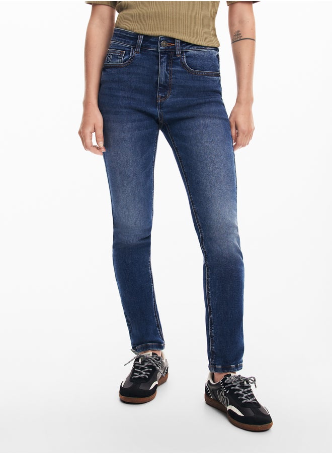 Straight Jeans With Plain Pockets