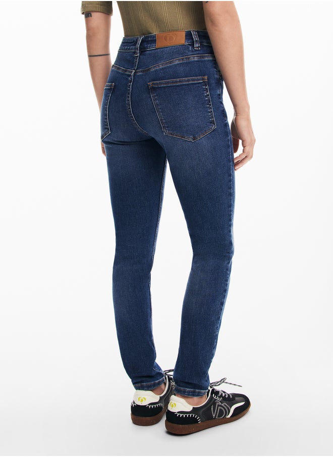 Straight Jeans With Plain Pockets