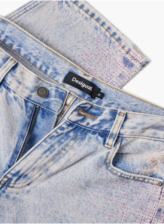 Straight Jeans With Rhinestones
