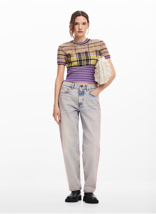Straight Jeans With Rhinestones