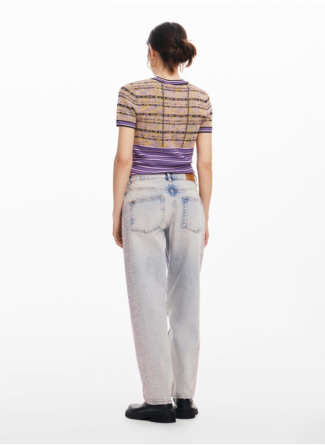 Straight Jeans With Rhinestones