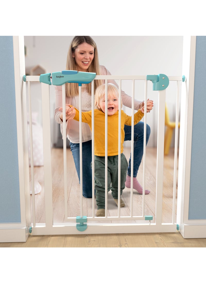 75cm Auto Close Safety Baby Gate for Kids, Extra Tall Wide Child Gate Kids Safety Baby Fence | Easy Walk Thru Durability Dog Gate Baby Safety Gate for Home, Stairs, Doorways & Kitchen Green