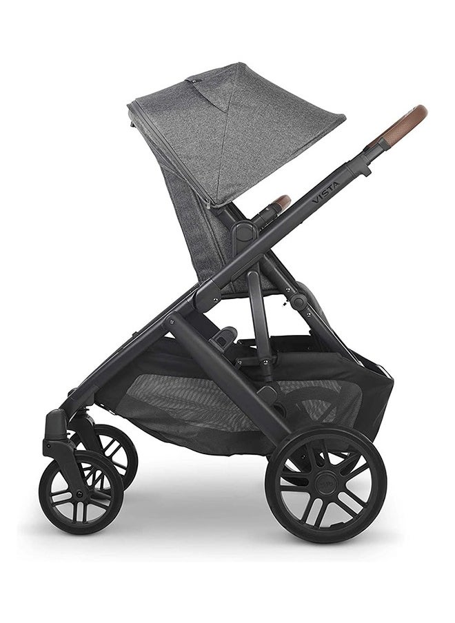 Vista V2 Convertible Stroller Grey Son Charcoal Melange With Carbon Frame And Saddle Leather, Durable And Stylish Double Stroller