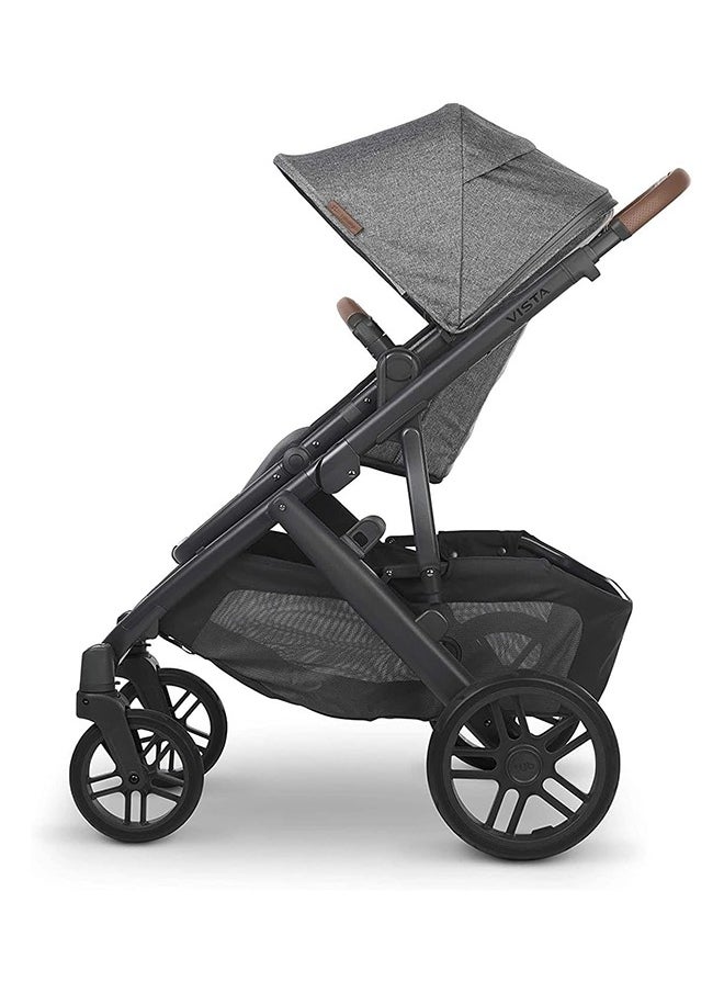 Vista V2 Convertible Stroller Grey Son Charcoal Melange With Carbon Frame And Saddle Leather, Durable And Stylish Double Stroller