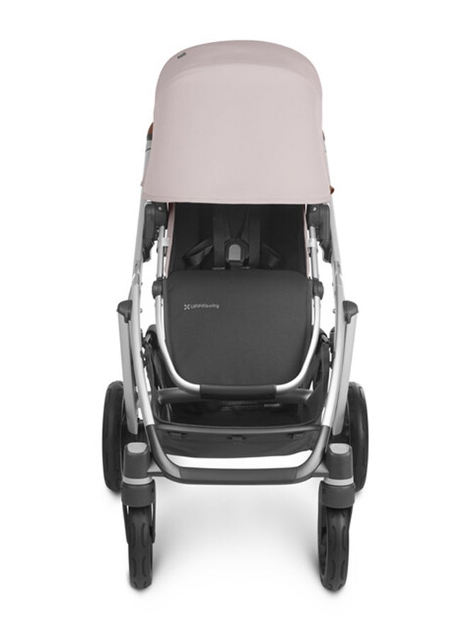 Vista V2 Convertible Stroller Alice Dusty Pink With Silver Frame And Saddle Leather, Adaptable Double Stroller For Growing Families