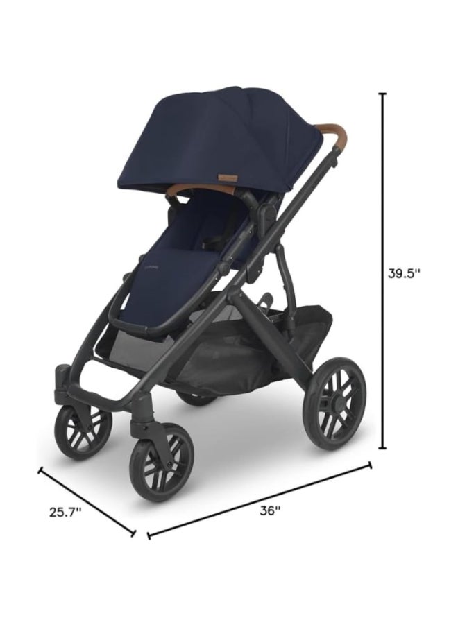 Vista V2 Convertible Stroller Noanavy With Carbon Frame And Saddle Leather Travel - Friendly Double Stroller With Upf 50+ Sunshade And Shock - Absorbing Suspension