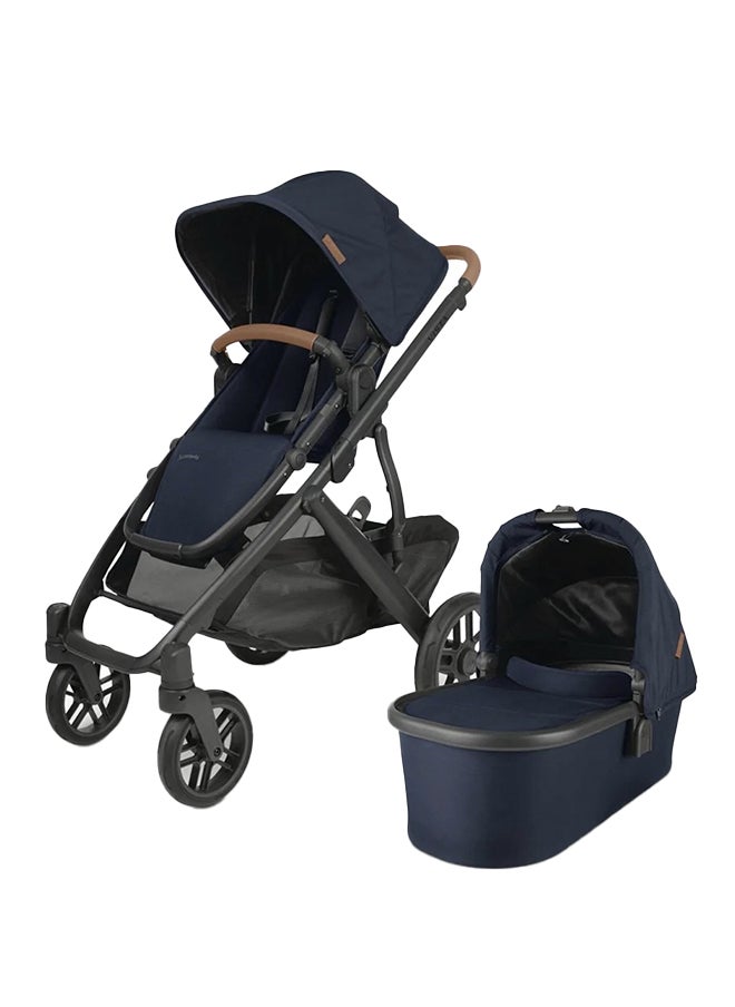 Vista V2 Convertible Stroller Noanavy With Carbon Frame And Saddle Leather Travel - Friendly Double Stroller With Upf 50+ Sunshade And Shock - Absorbing Suspension