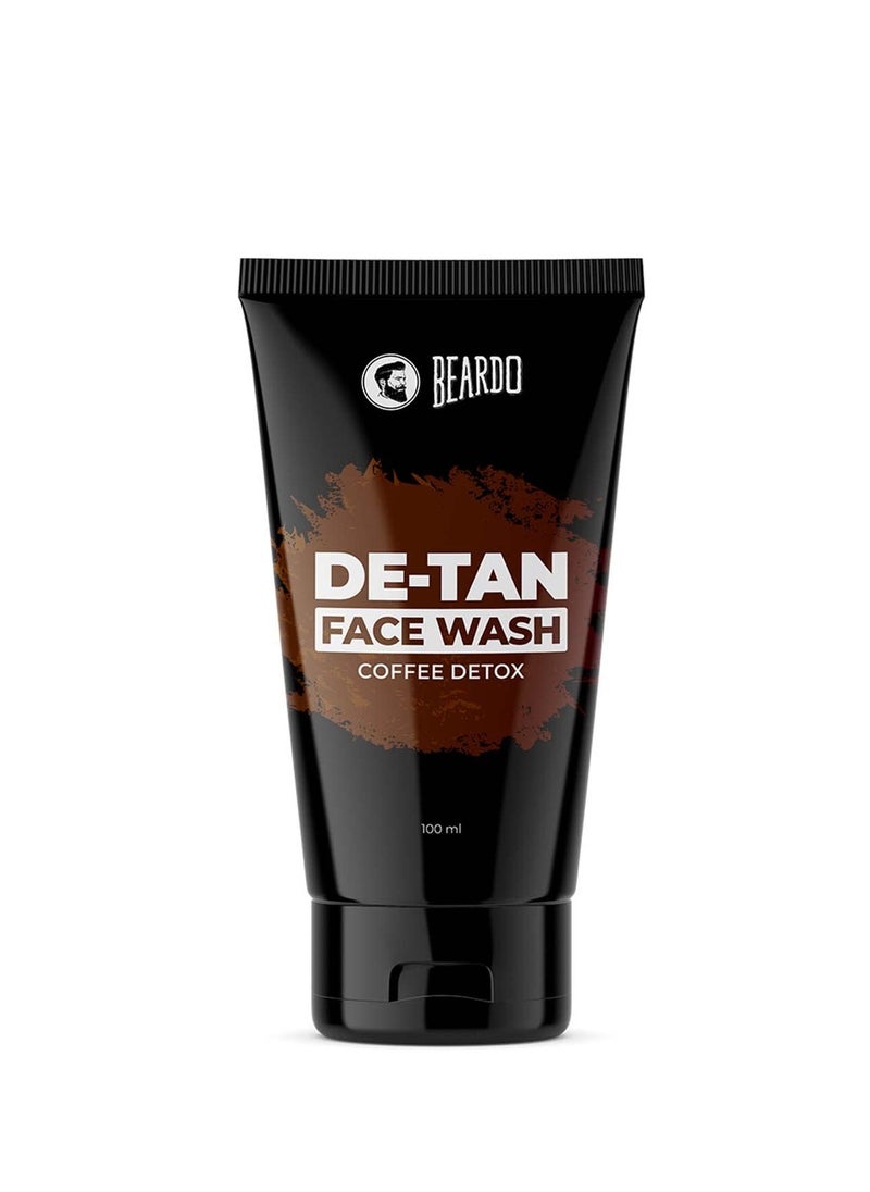 Beardo DeTan Face Wash for Men | With Vitamin E, Aloe Vera & Coffee | All in One Tan removal Face Wash for Men | Exfoliates, Brightens and Hydrates Skin | All Skin type | 100ml