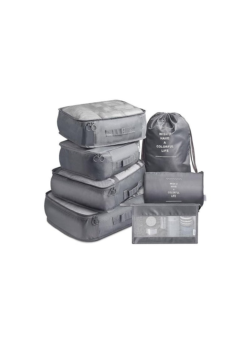 VAGREEZ Packing Cubes 7 Pieces, Grey, One Size