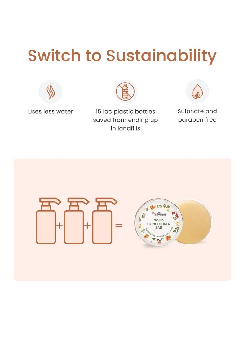 Earth Rhythm Argan Conditioner Bar, | Deep Conditions Hair, Balance Scalp pH levels, Prevent Dryness, Boost Shine, Certified Natural, Plastic Free - 80g