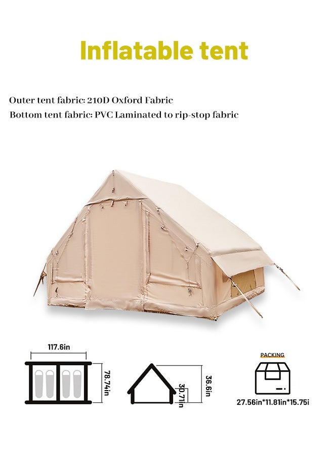 Inflatable Camping Tent Easy Setup 4 Season Glamping Tent with High Performance Inflatable Structure 4-6 Persons Waterproof Windproof Outdoor Self-Supporting blow up tent Air Tent portable house hiking fishing Tailgating