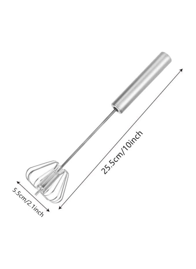 Stainless Steel Whisks, Hand Push Whisk Blender Semi-Automatic Whisk Mixer Egg Milk Beater Milk Frother Rotating Push Whisk Mixer for Blending, Whisking, Beating & Stirring (10 inches)