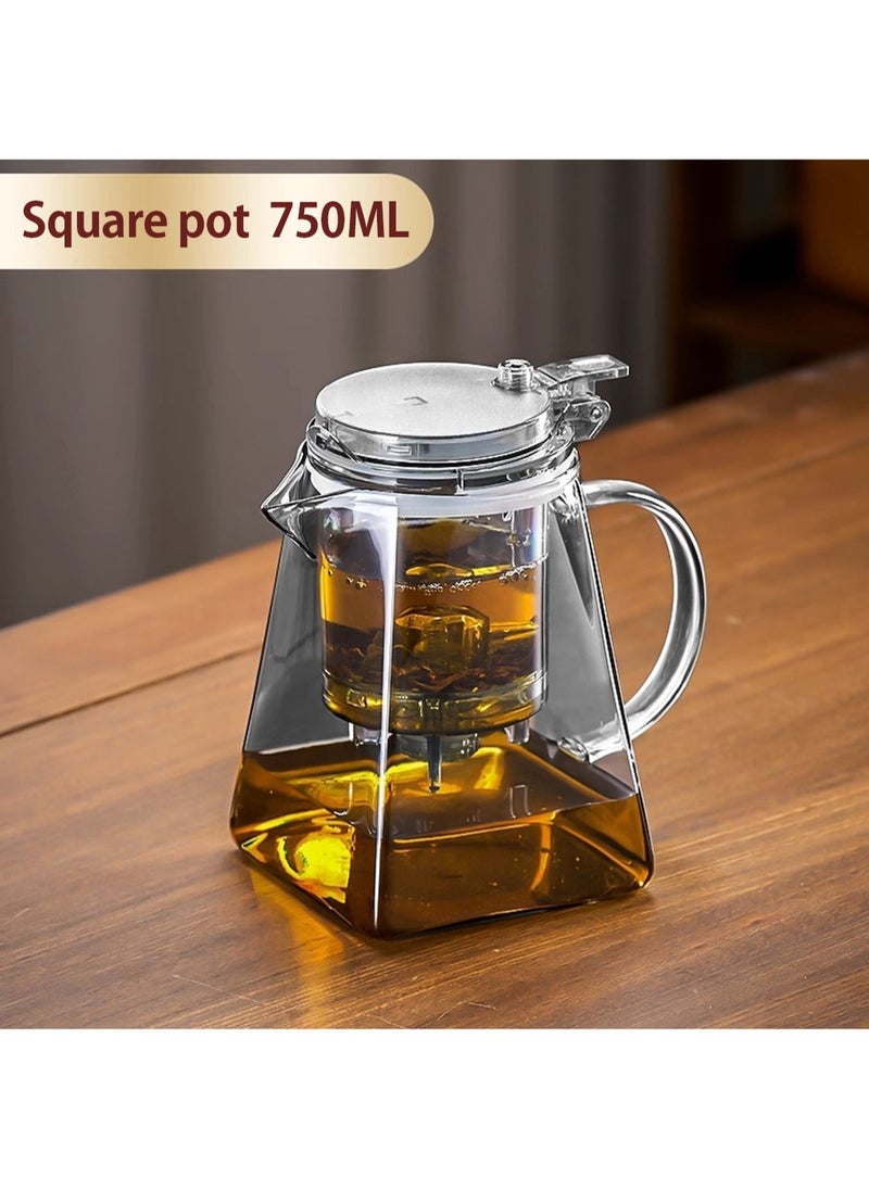 750ML detachable glass teapot, one click automatic water outlet, high temperature resistant tea separation filter. Tea set that can filter tea leaves can be used as a tea set gift