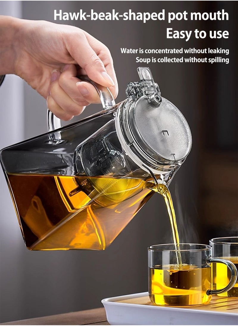 750ML detachable glass teapot, one click automatic water outlet, high temperature resistant tea separation filter. Tea set that can filter tea leaves can be used as a tea set gift