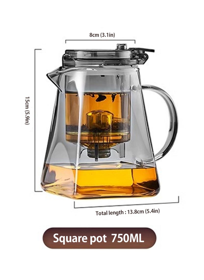 750ML detachable glass teapot, one click automatic water outlet, high temperature resistant tea separation filter. Tea set that can filter tea leaves can be used as a tea set gift