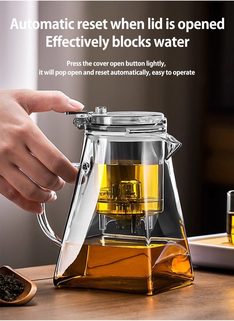 750ML detachable glass teapot, one click automatic water outlet, high temperature resistant tea separation filter. Tea set that can filter tea leaves can be used as a tea set gift