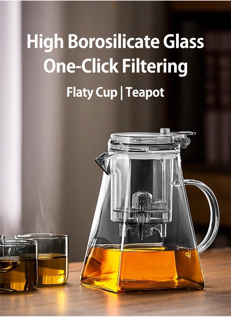 750ML detachable glass teapot, one click automatic water outlet, high temperature resistant tea separation filter. Tea set that can filter tea leaves can be used as a tea set gift