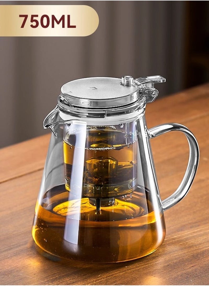 750ML detachable glass teapot, one click automatic water outlet, high temperature resistant tea separation filter. Tea set that can filter tea leaves can be used as a tea set gift