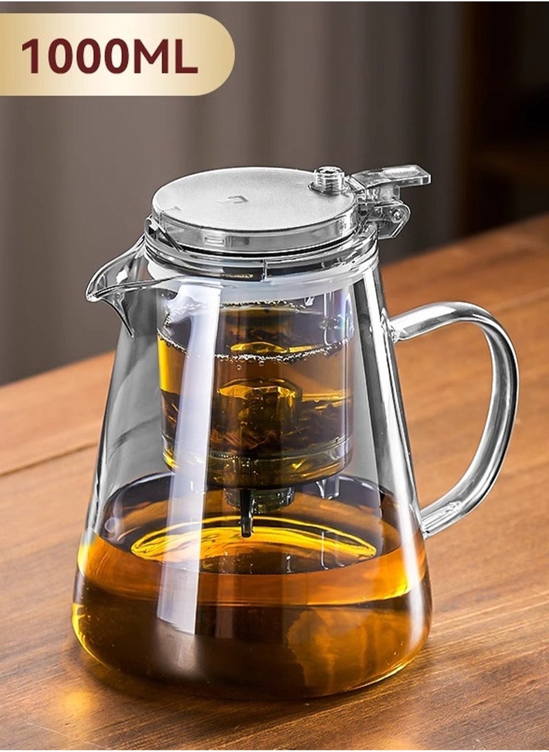 1000ML detachable glass teapot, one click automatic water outlet, high temperature resistant tea separation filter. Tea set that can filter tea leaves can be used as a tea set gift