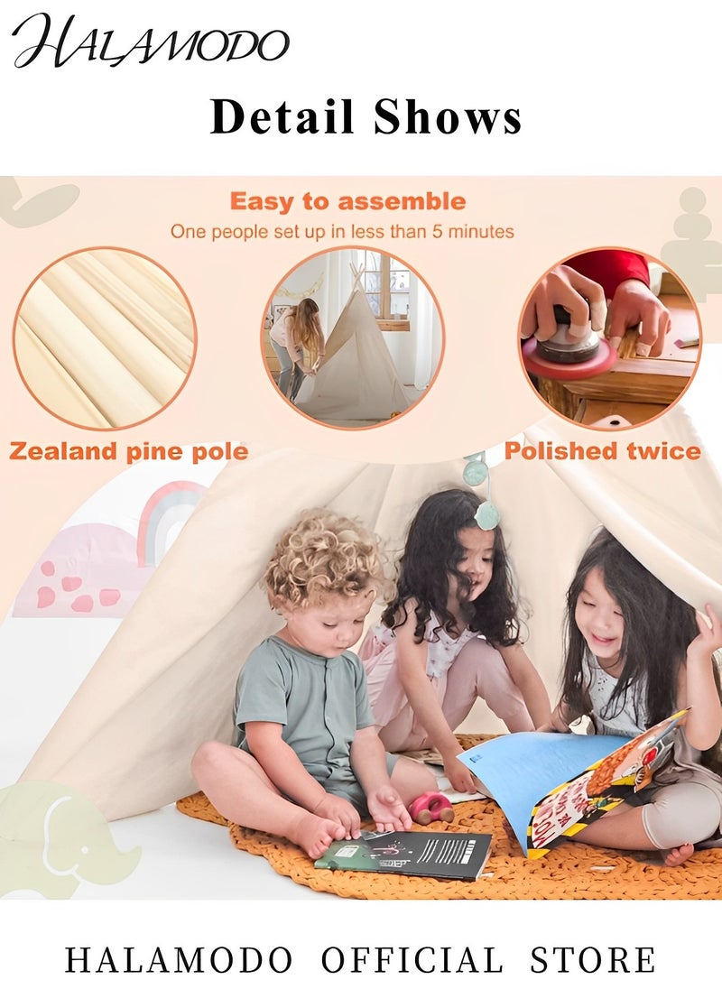 Teepee Tent for Kids Foldable Play Tent Washable Toys House Quality Teepee Tent Indoor Outdoor Play Tent for Toddlers & Girls & Boys