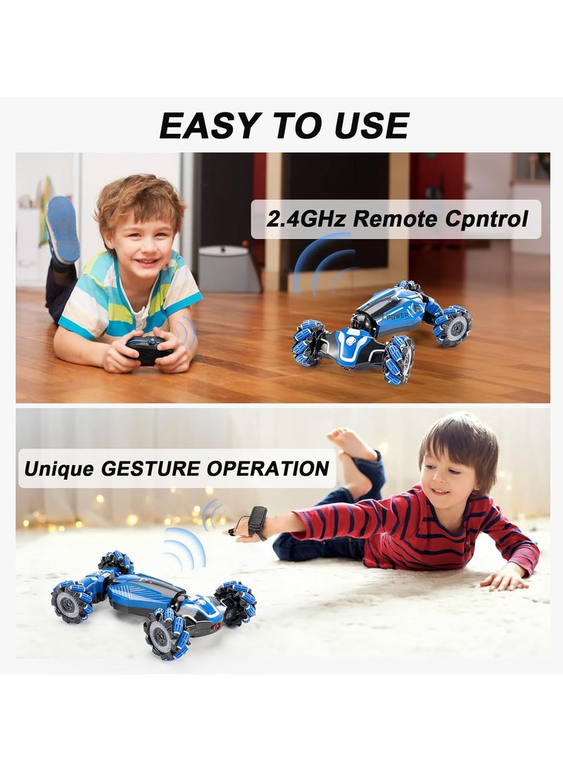 RC Stunt Car, 2.4 GHz 4WD Drive Remote Controlled Gesture Sensor Toy Car, Hand Remote Control car with 360° Flipping Light and Music, Toys