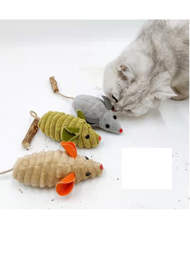 3Pcs Catnip Mice Toys, Silvervine Interactive Cat Toy Indoor Cat Exercise Toy Kittens Dental Chew Toy Matatabi Plush Animals Catnip Enrichment Toy Interactive Kitten Play for Exercise