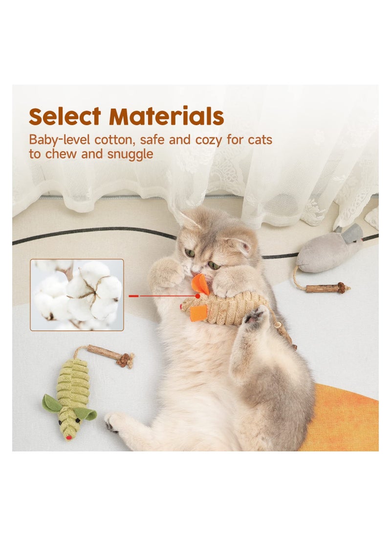 3Pcs Catnip Mice Toys, Silvervine Interactive Cat Toy Indoor Cat Exercise Toy Kittens Dental Chew Toy Matatabi Plush Animals Catnip Enrichment Toy Interactive Kitten Play for Exercise