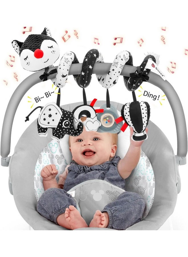 Car Seat And Stroller Toys - Black And White Car Seat Toy High Contrast Baby Toys, Baby Plush Spiral Activity Toy For Crib Mobile, Newborn Sensory Toy Best Gift For 0 3 6 9 12 Months Infants