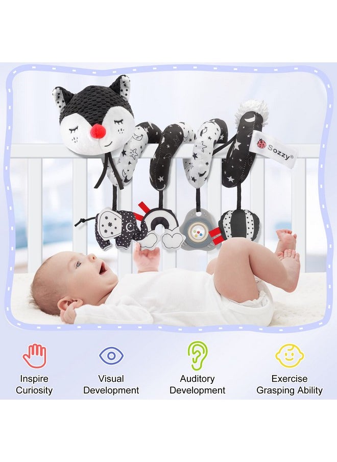 Car Seat And Stroller Toys - Black And White Car Seat Toy High Contrast Baby Toys, Baby Plush Spiral Activity Toy For Crib Mobile, Newborn Sensory Toy Best Gift For 0 3 6 9 12 Months Infants