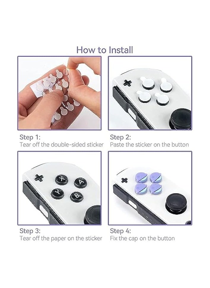 Cute Cross D-Pad Button Caps Silicone Thumb Grips Set, ABXY Key Buttons Sticker Joystick Cover Caps Compatible with Switch/OLED - Happy Planet