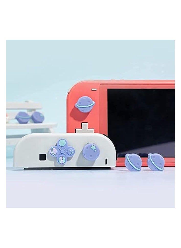 Cute Cross D-Pad Button Caps Silicone Thumb Grips Set, ABXY Key Buttons Sticker Joystick Cover Caps Compatible with Switch/OLED - Happy Planet