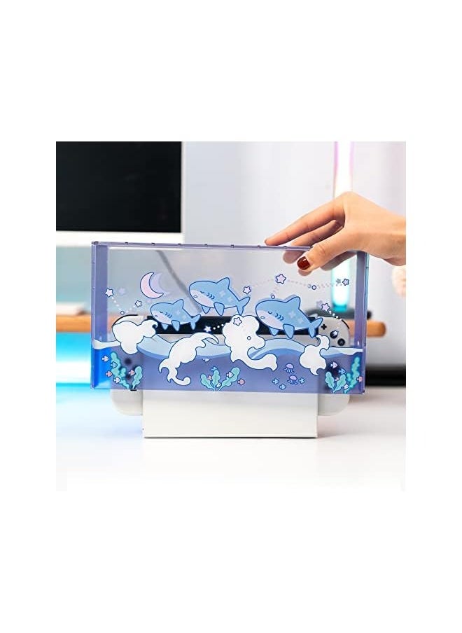 Cute Shark Acrylic Clear Dust Display Box Cover for Switch/OLED Dock, Assemble Waterproof Cover Case Compatible with Nintendo Switch/OLED Charging Dock Accessories