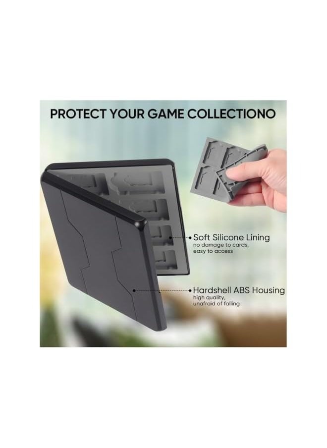 Nintendo Switch Game Card Case - Black Nintendo Switch Game Holder for Nintendo Switch Cartridge Case with 48 Game Card Slots & 48 Micro SD Card Slots, Switch Card Case- Hard Shell