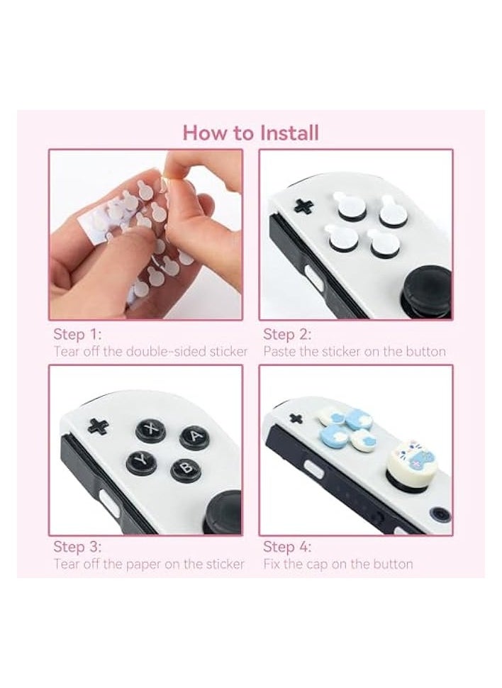 Silicone Cross D-Pad Button Caps Set Joystick Cover - ABXY Key Buttons Sticker Compatible with Switch/OLED Game Console - Gaming Cat