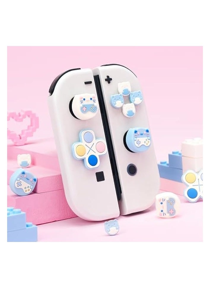 Silicone Cross D-Pad Button Caps Set Joystick Cover - ABXY Key Buttons Sticker Compatible with Switch/OLED Game Console - Gaming Cat