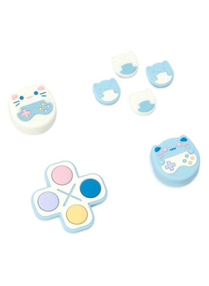 Silicone Cross D-Pad Button Caps Set Joystick Cover - ABXY Key Buttons Sticker Compatible with Switch/OLED Game Console - Gaming Cat