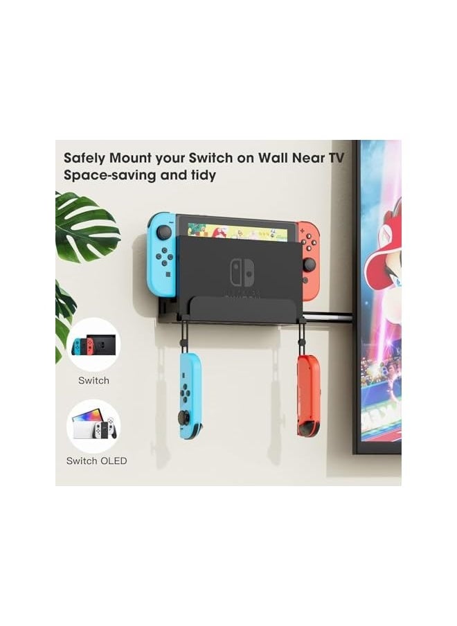 Wall Mount for Switch and Switch OLED, Compatible with OLED and Regular Nintendo Switch Models, Safely Store Your Switch Near or Behind TV