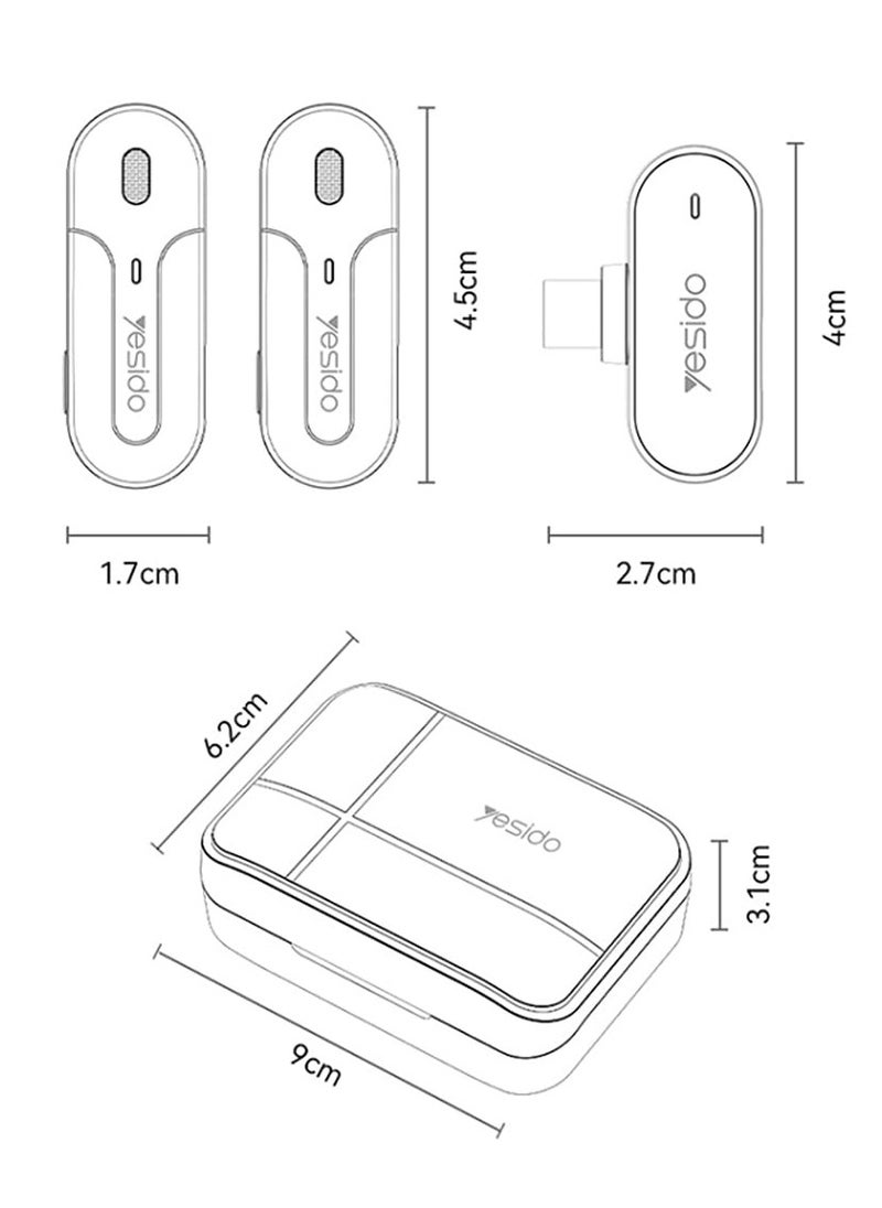 2 in 1 Type-C Wireless Microphone with Charging Box