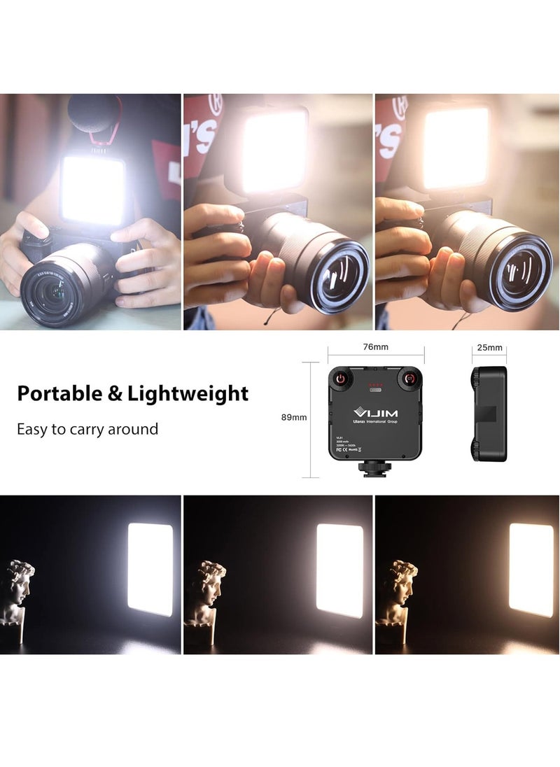 VIJIM Video Light Colour temperature LED Camera lighting for photography with Cold Shoe Softer Portable Light Ajustable Brightness,Rechargeable with 3000mAh Battery VL81